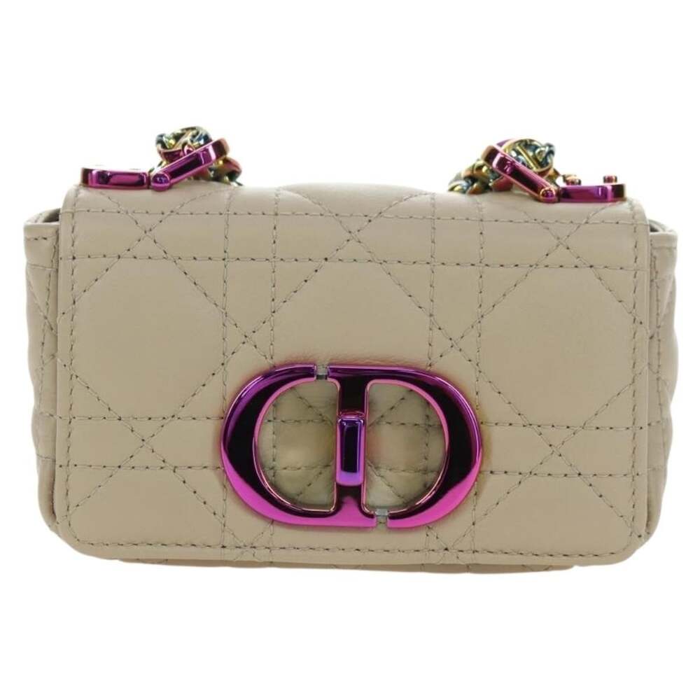 Dior Caro Micro Chain Cannage Shoulder Bag Beige